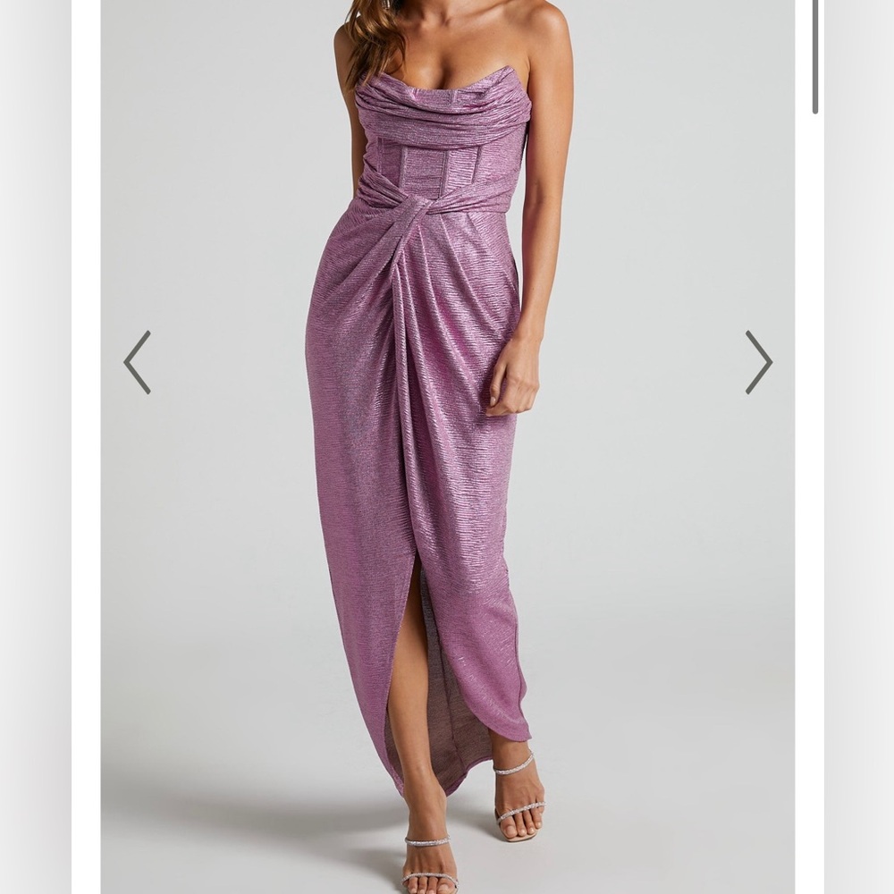 ADRIE MIDI DRESS - STRAPLESS CORSET BODICE DRESS IN PINK